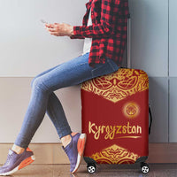 Kyrgyzstan National Symbol Luggage Cover Traditional Golden Pattern in Red and Gold