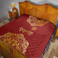 Kyrgyzstan National Symbol Quilt Traditional Golden Pattern in Red and Gold