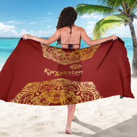Kyrgyzstan National Symbol Sarong Traditional Golden Pattern in Red and Gold