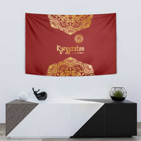 Kyrgyzstan National Symbol Tapestry Traditional Golden Pattern in Red and Gold