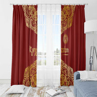 Kyrgyzstan National Symbol Window Curtain Traditional Golden Pattern in Red and Gold