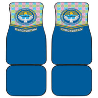 Kyrgyzstan Colorful Patchwork Pattern Car Mats with National Crest and Flag Accents