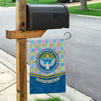 Kyrgyzstan Colorful Patchwork Pattern Garden Flag with National Crest and Flag Accents