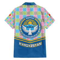 Kyrgyzstan Colorful Patchwork Pattern Hawaiian Shirt with National Crest and Flag Accents