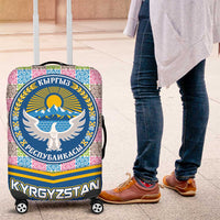 Kyrgyzstan Colorful Patchwork Pattern Luggage Cover with National Crest and Flag Accents