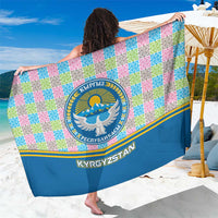 Kyrgyzstan Colorful Patchwork Pattern Sarong with National Crest and Flag Accents