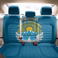 Kyrgyzstan Mountain Sunrise Back Car Seat Cover with Blue with Eagle, Sun, and National Flag Design
