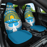 Kyrgyzstan Mountain Sunrise Car Seat Cover with Blue with Eagle, Sun, and National Flag Design