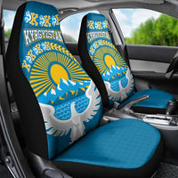 Kyrgyzstan Mountain Sunrise Car Seat Cover with Blue with Eagle, Sun, and National Flag Design