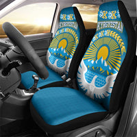 Kyrgyzstan Mountain Sunrise Car Seat Cover with Blue with Eagle, Sun, and National Flag Design