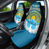 Kyrgyzstan Mountain Sunrise Car Seat Cover with Blue with Eagle, Sun, and National Flag Design
