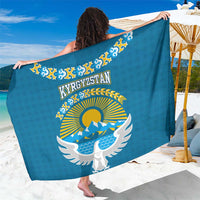Kyrgyzstan Mountain Sunrise Sarong with Blue with Eagle, Sun, and National Flag Design