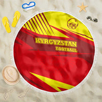 Kyrgyzstan Football Beach Blanket Red and Yellow Sports with National Emblem Design