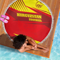 Kyrgyzstan Football Beach Blanket Red and Yellow Sports with National Emblem Design