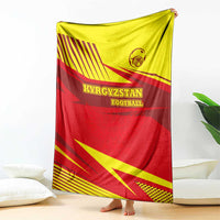 Kyrgyzstan Football Blanket Red and Yellow Sports with National Emblem Design