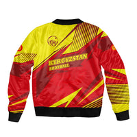 Kyrgyzstan Football Bomber Jacket Red and Yellow Sports with National Emblem Design