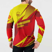 Kyrgyzstan Football Button Sweatshirt Red and Yellow Sports with National Emblem Design