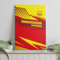 Kyrgyzstan Football Canvas Wall Art Red and Yellow Sports with National Emblem Design