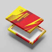 Kyrgyzstan Football Canvas Wall Art Red and Yellow Sports with National Emblem Design