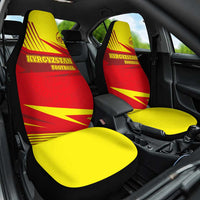 Kyrgyzstan Football Car Seat Cover Red and Yellow Sports with National Emblem Design