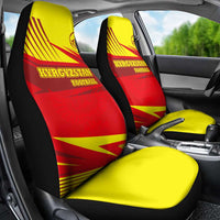 Kyrgyzstan Football Car Seat Cover Red and Yellow Sports with National Emblem Design
