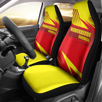 Kyrgyzstan Football Car Seat Cover Red and Yellow Sports with National Emblem Design