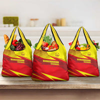 Kyrgyzstan Football Grocery Bag Red and Yellow Sports with National Emblem Design