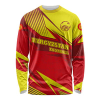 Kyrgyzstan Football Long Sleeve Shirt Red and Yellow Sports with National Emblem Design