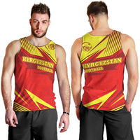 Kyrgyzstan Football Men Tank Top Red and Yellow Sports with National Emblem Design