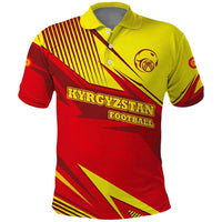 Kyrgyzstan Football Polo Shirt Red and Yellow Sports with National Emblem Design