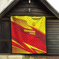 Kyrgyzstan Football Quilt Red and Yellow Sports with National Emblem Design