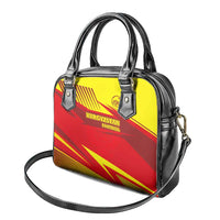 Kyrgyzstan Football Shoulder Handbag Red and Yellow Sports with National Emblem Design