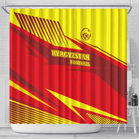 Kyrgyzstan Football Shower Curtain Red and Yellow Sports with National Emblem Design