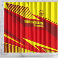 Kyrgyzstan Football Shower Curtain Red and Yellow Sports with National Emblem Design