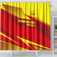 Kyrgyzstan Football Shower Curtain Red and Yellow Sports with National Emblem Design