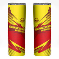 Kyrgyzstan Football Skinny Tumbler Red and Yellow Sports with National Emblem Design