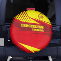 Kyrgyzstan Football Spare Tire Cover Red and Yellow Sports with National Emblem Design