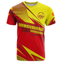 Kyrgyzstan Football T Shirt Red and Yellow Sports with National Emblem Design