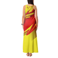 Kyrgyzstan Football Tank Maxi Dress Red and Yellow Sports with National Emblem Design