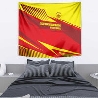 Kyrgyzstan Football Tapestry Red and Yellow Sports with National Emblem Design