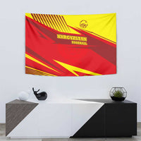 Kyrgyzstan Football Tapestry Red and Yellow Sports with National Emblem Design