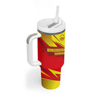 Kyrgyzstan Football Tumbler With Handle Red and Yellow Sports with National Emblem Design