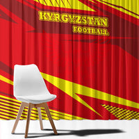 Kyrgyzstan Football Window Curtain Red and Yellow Sports with National Emblem Design