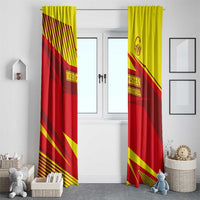 Kyrgyzstan Football Window Curtain Red and Yellow Sports with National Emblem Design