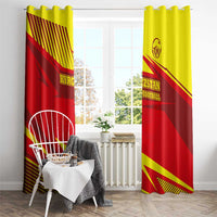 Kyrgyzstan Football Window Curtain Red and Yellow Sports with National Emblem Design