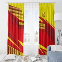 Kyrgyzstan Football Window Curtain Red and Yellow Sports with National Emblem Design