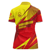 Kyrgyzstan Football Women Polo Shirt Red and Yellow Sports with National Emblem Design