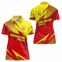 Kyrgyzstan Football Women Polo Shirt Red and Yellow Sports with National Emblem Design