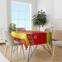 Kyrgyzstan Eagle and Tulip Tablecloth with Red Ethnic Pattern with National Sun Emblem - Wonder Print Shop