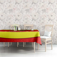 Kyrgyzstan Eagle and Tulip Tablecloth with Red Ethnic Pattern with National Sun Emblem - Wonder Print Shop